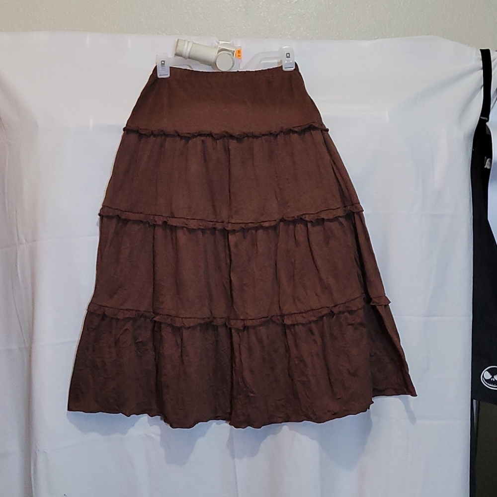 Vol.1 brown skirt with ruffle layers sz PS